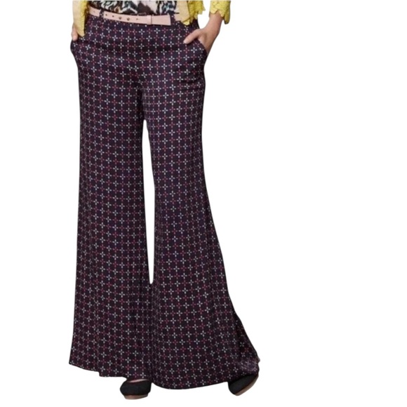 Anthropologie Pants - Anthropology Cartonnier navy rayon wide leg palazzo pants with geometric print